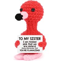 Poupée flamant rose en crochet de laine faite à la main, motif dessin animé, cou long rouge, joues roses, cadeau décoratif pour sœur, message, magasins de détail familiaux