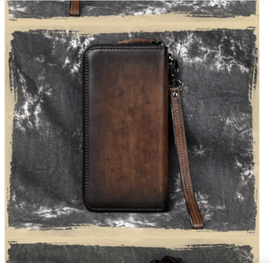Portefeuille long pour homme en cuir de vache véritable, sacs à main multifonctionnels, sacs à main de mode, sacs d'affaires - Product Image 2
