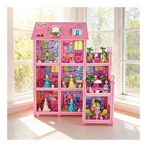 Casa de Muñecas Villa Princesa con Dormitorio, Cocina, Baño, Balcón y Muebles, Juego de Simulación, Regalo para Niñas - Product Image 1