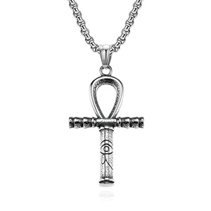 Collar con Cruz Ankh del Antiguo Egipto, Colgante Unisex de Acero Inoxidable, Joyería con Diseño del Ojo de Horus - Product Image 1