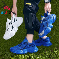 Chaussures de marche tendance grande taille 48 bleues pour homme – Baskets décontractées et mode pour l'extérieur – Nouveauté promotionnelle