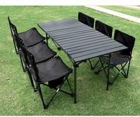 Ensemble table et chaises pliantes de plage en alliage d'aluminium, meubles d'extérieur portables pour camping, barbecue, pique-nique