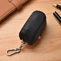 Étui porte-clés de voiture en cuir PU avec fermeture éclair et crochet métallique, sac de rangement portable pour télécommande de voiture – Grande Vente