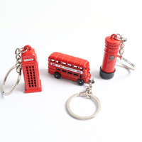 Porte-clés en métal style britannique, bus rouge à deux étages, cabine téléphonique, souvenir de Londres, porte-clés en alliage de zinc, cadeau