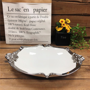 <span class=keywords><strong>Assiette</strong></span> en céramique moderne à bord <span class=keywords><strong>argent</strong></span>é et assiettes profondes avec bordure <span class=keywords><strong>argent</strong></span>ée adaptées aux fêtes de mariage - Product Image 5