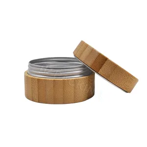 Custom 50g 100g Skin Care Hair Cream Tea Container Metal Tin Can Aluminum Jar Covered Bamboo