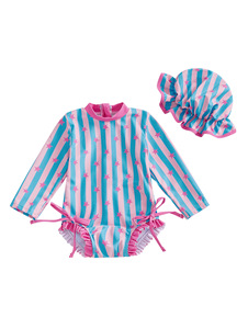 Ensemble <span class=keywords><strong>de</strong></span> <span class=keywords><strong>maillot</strong></span> <span class=keywords><strong>de</strong></span> <span class=keywords><strong>bain</strong></span> une pièce pour bébé fille, motif fruits, jupe à volants, chapeau élégant, extensible en Spandex/Polyester, séchage rapide - Product Image 5