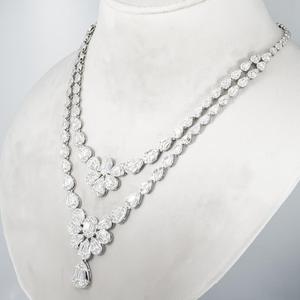 Collier à double rangée de diamants en or blanc 14 carats, best-seller, bijoux de soirée de luxe, disponible à la vente - Product Image 4