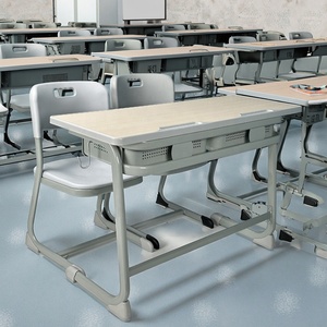 Hiện Đại Thép Bền Đào Tạo Lớp Học Sinh Viên Nghiên Cứu Bảng Và Ghế Hai Ghế Đồ Nội Thất Trường Tiểu Học Bàn Và Ghế - Product Image 5