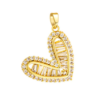 LUOYUNE Vente en gros Collier unisexe tendance en laiton plaqué or 18 carats avec pendentif cœur micro-incrusté de zircon cubique, cadeau