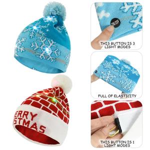 قبعات الكريسماس المزينة بالألوان الملونة المضيئة ذات رباطين من الصوف المحبوك لوازم الزينة في حفلات الكريسماس - Product Image 3