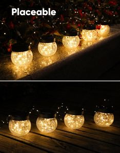 Lampadario solare a LED impermeabile da esterno in 6 pezzi con vetro incrinato appeso a sfera natale giardino albero solare da giardino - Product Image 5