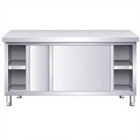 Plan de travail de cuisine professionnel en acier inoxydable personnalisable, 2 niveaux, étanche/antirouille, pour hôtel, avec rangement simple