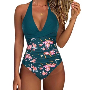 Custom Women's 1 Piece Swimsuit High Waisted Halter Bikini <b>Tummy</b> <b>Control</b> Waterproof Quick Dry Swimwear Women's Bathing Suits - Product Image 4