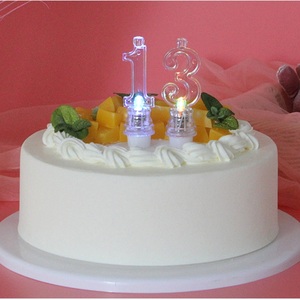 Bougie d'anniversaire numéro 0-9, bougie numérique clignotante multicolore à LED avec coque transparente et 2 bougies en cire - Product Image 3