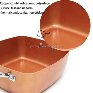 กระทะเซรามิกเคลือบสารกันติด คุณภาพสูง 4 ชิ้น ทำจากอะลูมิเนียมอัดขึ้นรูป ใช้กับเตาแม่เหล็กไฟฟ้าได้ ขนาดใหญ่ รูปทรงสี่เหลี่ยม ลึก - Product Image 5