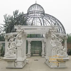 Lớn sang trọng trang trí công phu statuary vườn gazebo Hy Lạp maidens đá cẩm thạch trắng gazebos grecian Goddess gazebo