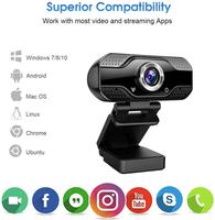 كاميرا ويب 1080P المزودة بميكروفون مدمج وملزمة مرنة قابلة للتدوير لأجهزة الكمبيوتر المحمولة والطاولة والتعليم والاجتماعات والألعاب وما إلى ذلك