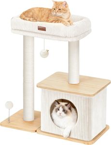 Structure d'escalade pour <span class=keywords><strong>chat</strong></span> d'intérieur moderne, style <span class=keywords><strong>nordique</strong></span>, avec poteau à gratter, lit rembourré et appartement confortable, adapté aux chats adultes - Product Image 1