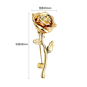 Durable Factory Direct Pretty Unique Design Rose Flower Gold Plated Metal <b>Pin</b> <b>Badge</b> - Product Image 3
