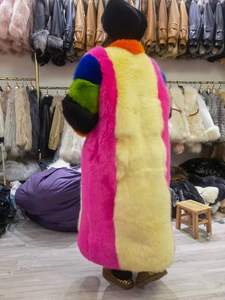 2022 nouvelle mode personnalisé femmes moelleux pleine longueur fourrure veste arc-en-ciel coloré réel renard fourrure <span class=keywords><strong>manteau</strong></span> pour dames - Product Image 6