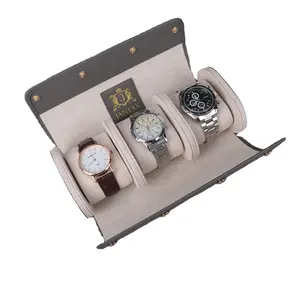 Boîte de montre en cuir pu, boîtier de montre de luxe avec logo personnalisé, fente 3, vente en gros,