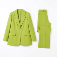 Ensemble tailleur décontracté 2 pièces pour femme : Blazer long oversize et pantalon taille haute à jambes larges – Idéal pour le bureau et la mode