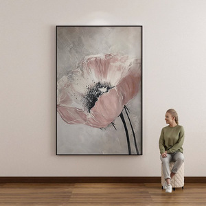 Hand Painted Oil Painting Abstract Flower Art Modern Minimalist <b>Wall</b> Decor With <b>Frame</b> For Living Room Entryway - Product Image 1