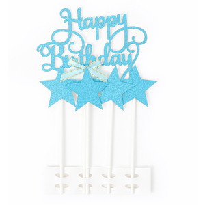 Decorazione per torta in carta glitterata da 210 g/m² con scritta '<span class=keywords><strong>Buon</strong></span> <span class=keywords><strong>Compleanno</strong></span>' in confezione OPP, OEM o ODM. - Product Image 2