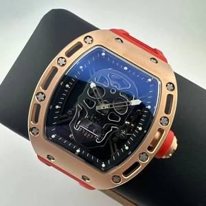 Reloj Mecánico de Edición Limitada con Diseño de Calavera, Correa de Goma, Estilo Casual de Negocios para Hombre, en Oro Rosa - Product Image 3