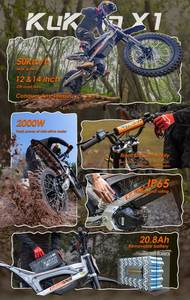 Bicicleta Eléctrica de Montaña en Oferta en la UE, Motor de 2000w de Potencia Máxima, Batería de 48v 20.8ah, Neumáticos Gruesos de 14'/12', Frenos Hidráulicos, Bicicleta Eléctrica Todoterreno - Product Image 5