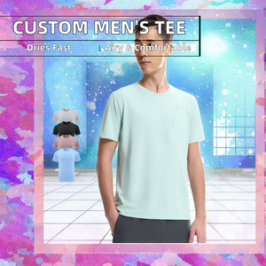 Men's Casual T-<b>Shirts</b> Custom Logo O-Neck Breathable Quick Drying <b>100</b>% <b>Polyester</b> Knitted Soft Blank Plain Dyed Woven - Product Image 2