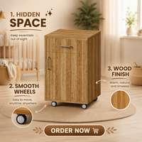 Armoire mobile de laboratoire en acier et bois avec une seule porte et un tiroir, unité de rangement roulante pour une organisation flexible des postes de travail en laboratoire