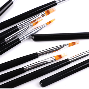 Pinceau à ongles noir avec manche en bois, pinceau pour peinture florale, pinceau de dessin, pinceau de dégradé, poils en nylon, pinceaux de manucure pour salon de beauté - Product Image 5