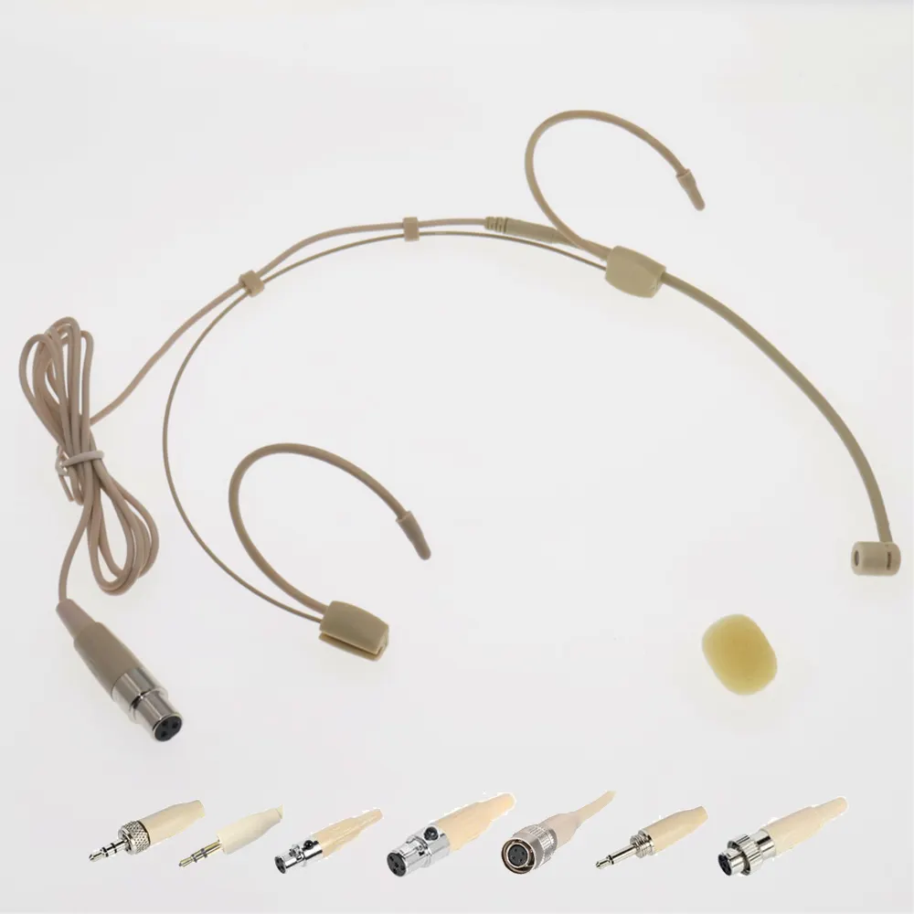 Skin Double Ear Hook Headband Microphone Unidirectional For MiPro AKG Audio-Technica 4Pin 3Pin TA4F 3.5mm