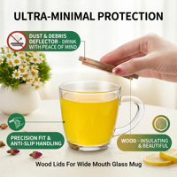 Vietnam WeWood Vente en gros Couvercles en bois pour tasses, Couvercles de tasses à café en bois rond à bords étagés, Capuchons de remplacement universels pour articles de boisson