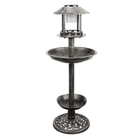 Bain d'oiseaux multifonctionnel en plastique pour jardin, mangeoire sur pied avec lumière solaire