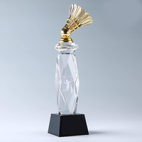 Trophée de cristal créatif de compétition de badminton excellent trophée de joueur de badminton