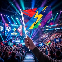 Drapeaux miniatures personnalisés pour l'e-sport, 100% polyester, style fanion, écologiques, drapeaux à agiter à la main avec poteaux en bambou