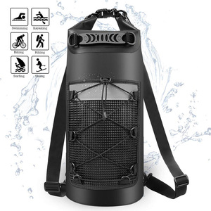 Sac de plage en maille PVC imperméable 500D 10L/20L Sac à dos étanche à enroulement avec poche en maille à drainage rapide pour le surf, la natation et le camping - Product Image 2