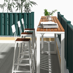 Tavolo da Bar Alto e Stretto da Esterno Commerciale 1214 dal Design Moderno e Resistente in Legno Anticorrosione per Spiaggia, Balcone e Spazi Aperti - Product Image 4