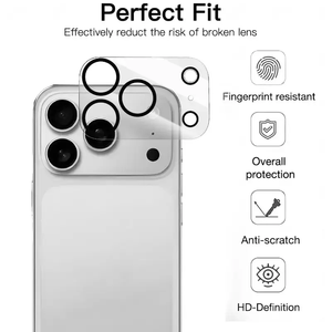 ฟิล์มกันรอยเลนส์กล้องกระจกนิรภัยแบบใหม่สำหรับ iPhone 18 HD ฟิล์มใสป้องกันเลนส์กล้องสำหรับ iPhone 17 Pro Max/17 Air - Product Image 4