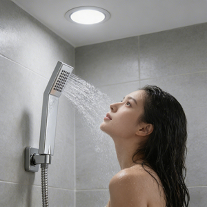 Pommeau de douche rectangulaire intégré moderne 1 mode, design minimaliste et lignes épurées, avec système d'économie d'eau pour salle de bain - Product Image 5