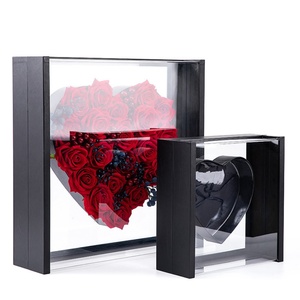 Angel's Heart Acrylic Panoramic Preserved Rose Flower Heart Shaped Christmas Flower <b>Gift</b> <b>Box</b> - Product Image 1
