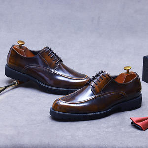 Zapatos de vestir de cuero brillante de lujo para hombre, con cordones, color marrón, nuevos, impermeables, ideales para bodas. - Product Image 2