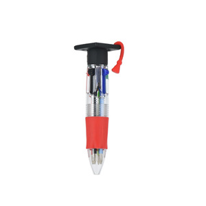 Stylo quatre couleurs à bouton-poussoir motif dessin animé mignon, design chapeau de diplômé multicolore, mini stylo transparent créatif quatre couleurs, vente chaude - Product Image 5
