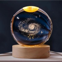 60mm 3D Cristal Lumières Lampe Glowing Planetary Galaxy Veilleuse avec Gravé Décor De Noël Décor À La Maison Cadeau Sculpté À La Main