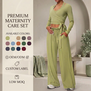 Ensemble de yoga <span class=keywords><strong>3</strong></span> pièces en polaire brossée pour femme FH, tenue de sport avec cordon de serrage et détail à nouer, idéal pour la course et le fitness, fabrication OEM - Product Image 1