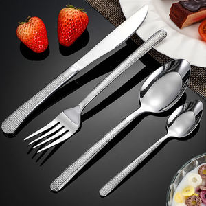 Couverts martelées de haute qualité ensemble complet fourchette cuillère couteau ustensile de service 304 ensemble d'ustensiles de couverts en acier inoxydable - Product Image 4