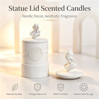 Bougie parfumée cylindrique blanche de style européen luxueux avec couvercle - Coupelle parfumée en cire végétale - Cadeau décoratif pour la maison